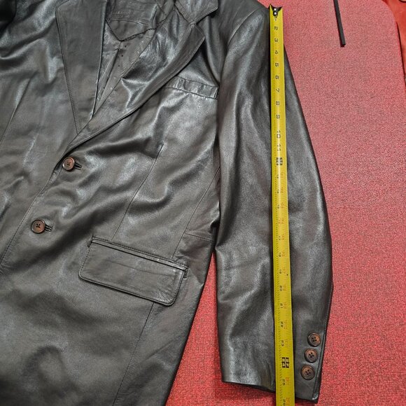 Roundtree & Yorke Black Lambskin Leather Blazer Jacket L Grunge Goth Mob Classic - Picture 10 of 12